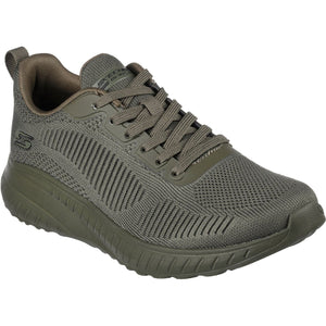 Women's Wide Fit Skechers 117209 Bob Squad Chaos Face Off Trainers - Olive