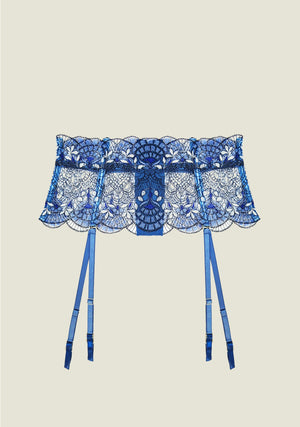 Venetian Glass Suspender Belt in Blue Jeans