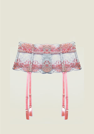 Venetian Glass Suspender Belt in Silver Rose