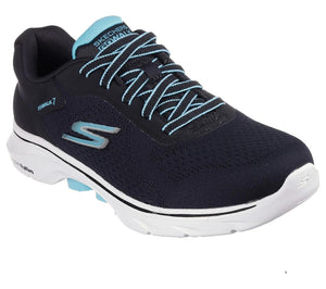 Women's Wide Fit Skechers 125215 Go Walk 7 Cosmic Waves Trainers