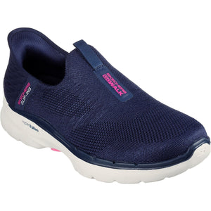 Women's Wide Fit Skechers 124569 Slip-ins GO WALK 6 Fabulous View Trainers - Navy