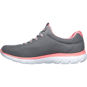 Women's Wide Fit Skechers 12980 Summits Slip On Sports Trainers - Grey/Pink