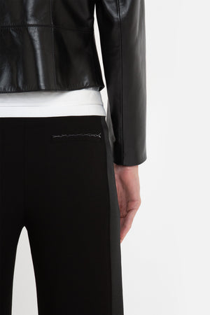 Tailored Leather Biker Jacket In Black