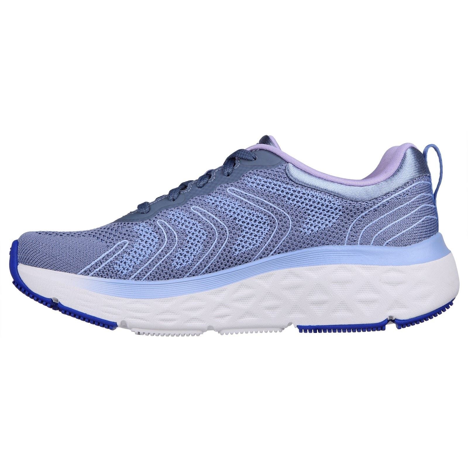 Women's Wide Fit Skechers 129120 Max Cushioning Delta Trainers - Blue/Lavender