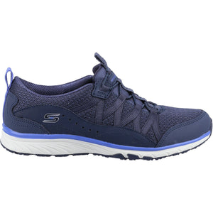 Women's Wide Fit Skechers 104281 Gratis Sport Live Golden Trainers - Navy