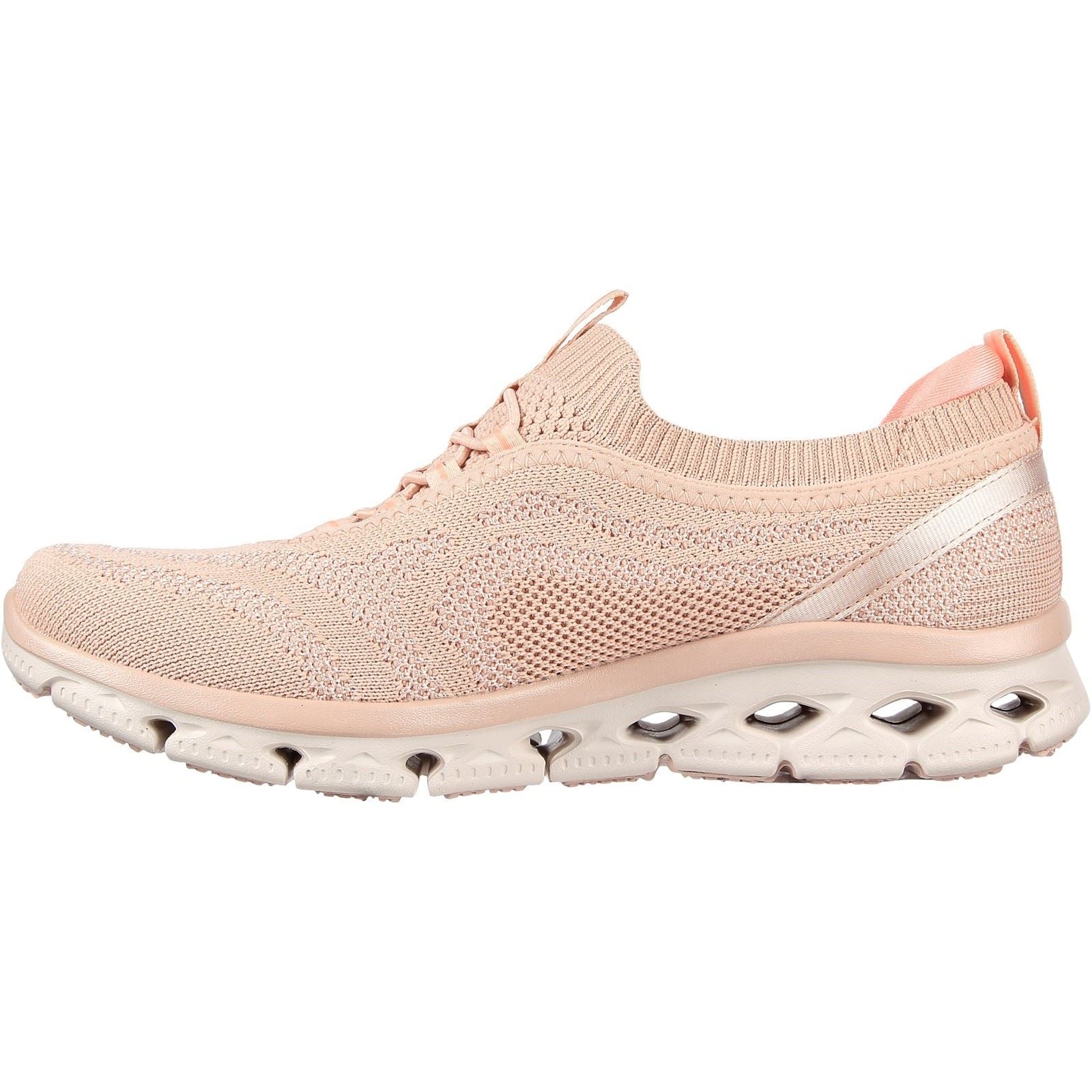 Women's Wide Fit Skechers 104307 Glide Step Flex Good Dream Trainers - Light Pink