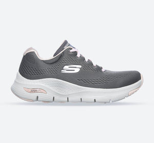 Women's Wide Fit Skechers 149057 Unny Outlook Sports Trainers - Grey/Pink