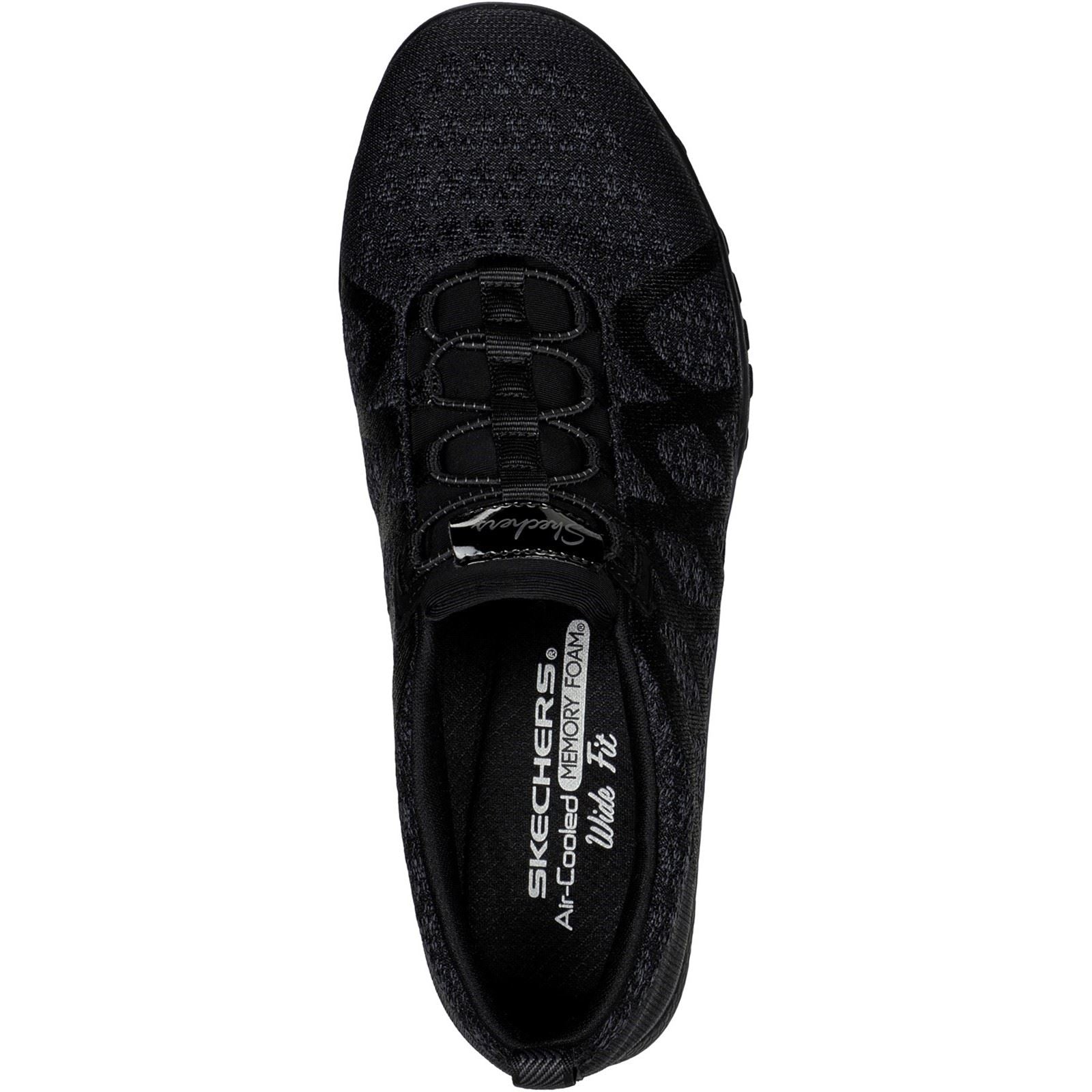 Women's Wide Fit Skechers 100301 Relaxed Fit Breathe Easy Infi Knity Trainers - Black