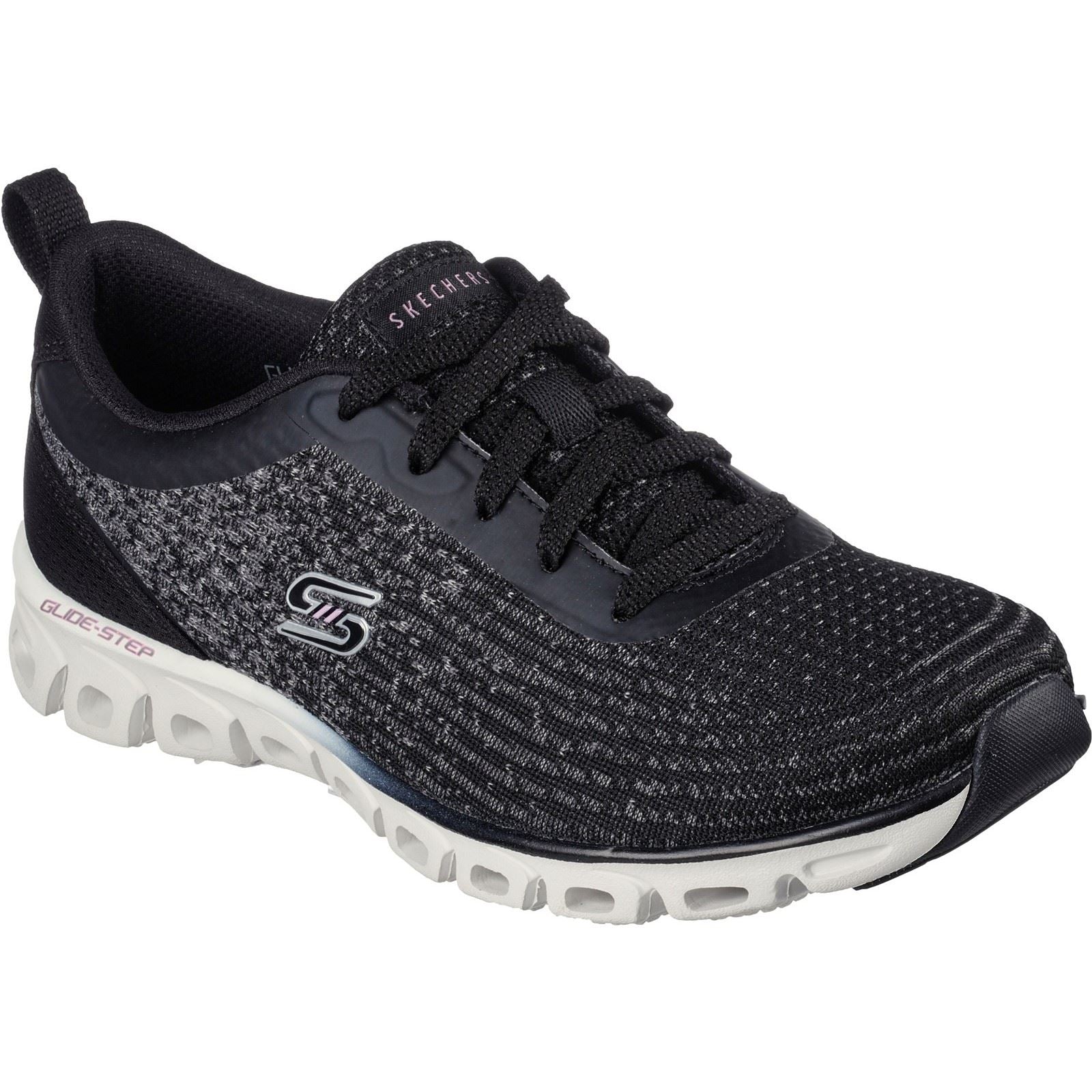 Women's Wide Fit Skechers 104325 Glide-Step Head Start Trainers - Black