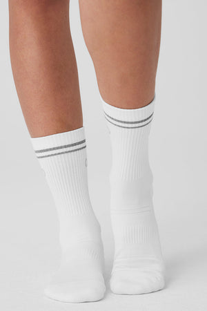 Unisex Half-Crew Performance Sock - White