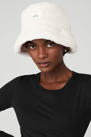 Faux Fur Bucket Hat - Ivory