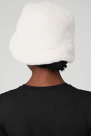 Faux Fur Bucket Hat - Ivory