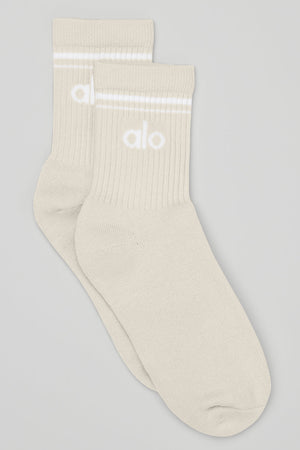 Unisex Half-Crew Throwback Sock - Bone/White