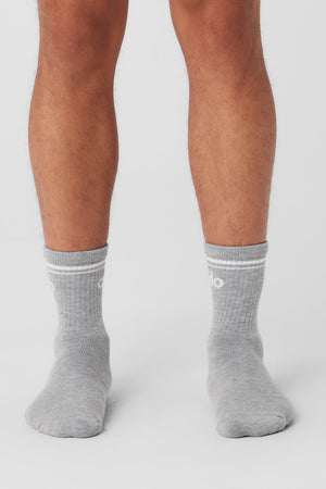 Unisex Half-Crew Throwback Sock - Athletic Heather Grey/White