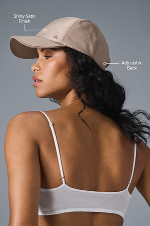 Satin Off-Duty Cap - Taupe Satin