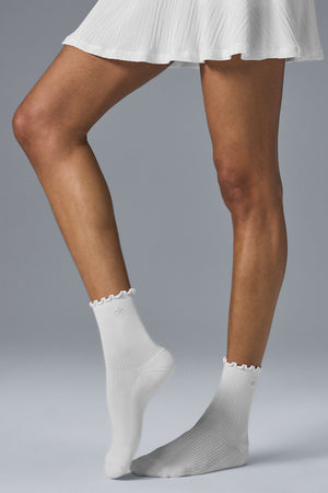 Women's Lettuce Edge Sock - White