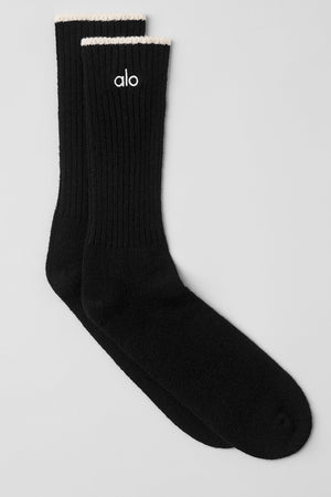 Unisex Cashmere Light Frosted Sock - Black/Ivory