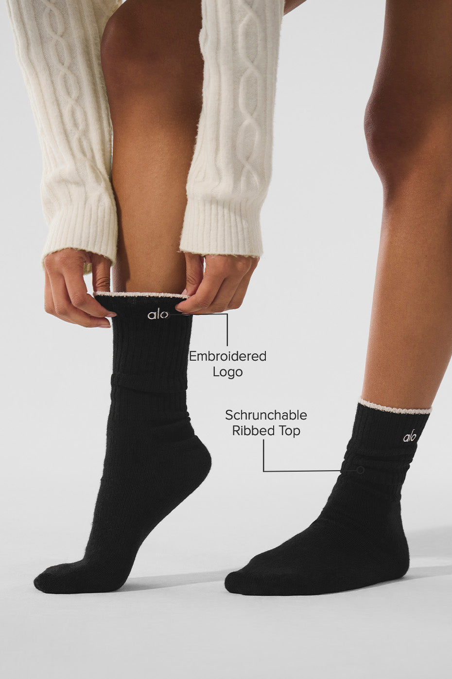 Unisex Cashmere Light Frosted Sock - Black/Ivory