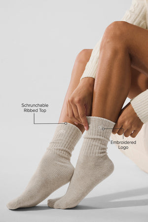 Unisex Cashmere Light Frosted Sock - Winter Latte/Ivory