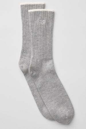 Unisex Cashmere Light Frosted Sock - Light Heather Grey/Ivory