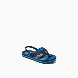 Reef Boys Little Ahi Flip Flop w/ Backstrap Deep Sea Stripes