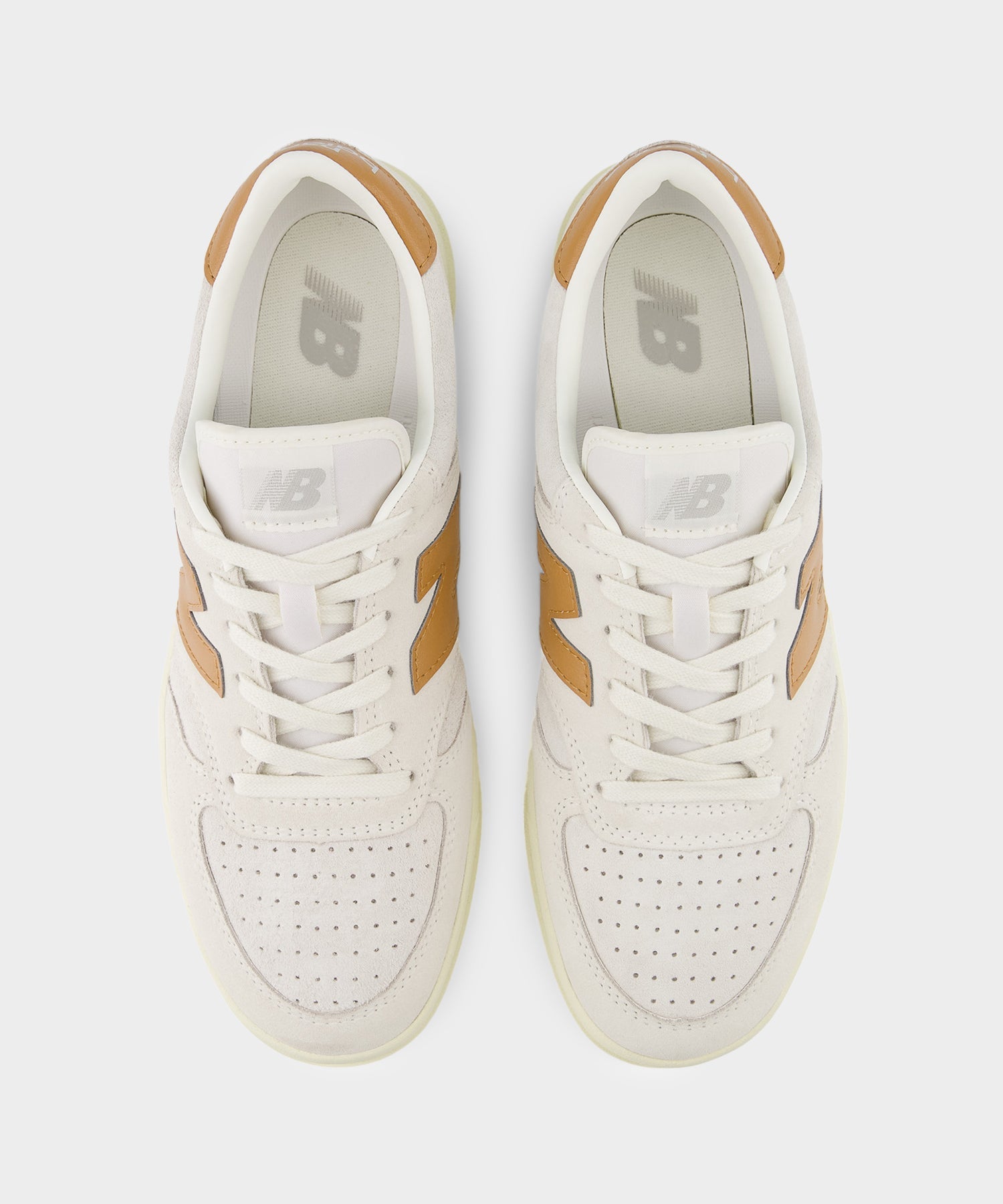 New Balance T500 Court in White + Tan