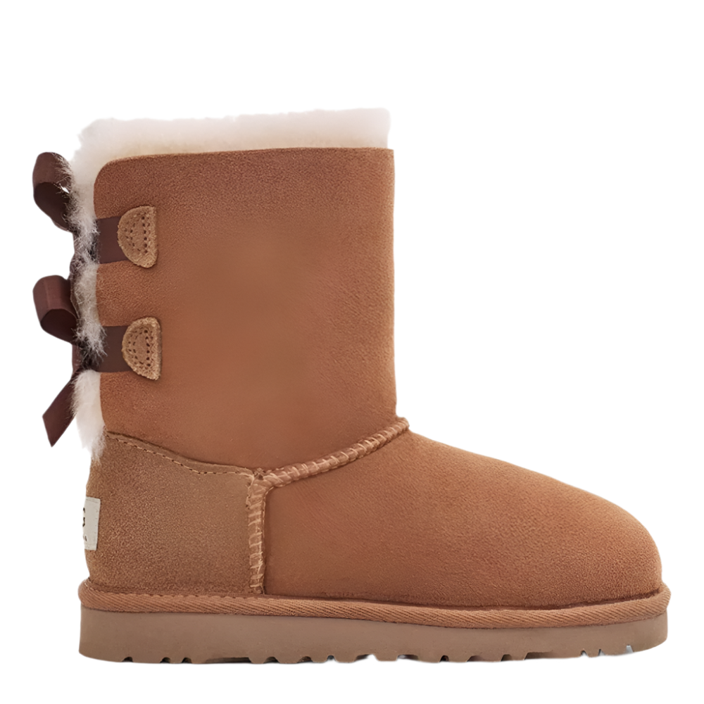 Ugg Little Girls Bailey Bow II Suede Boot Chestnut