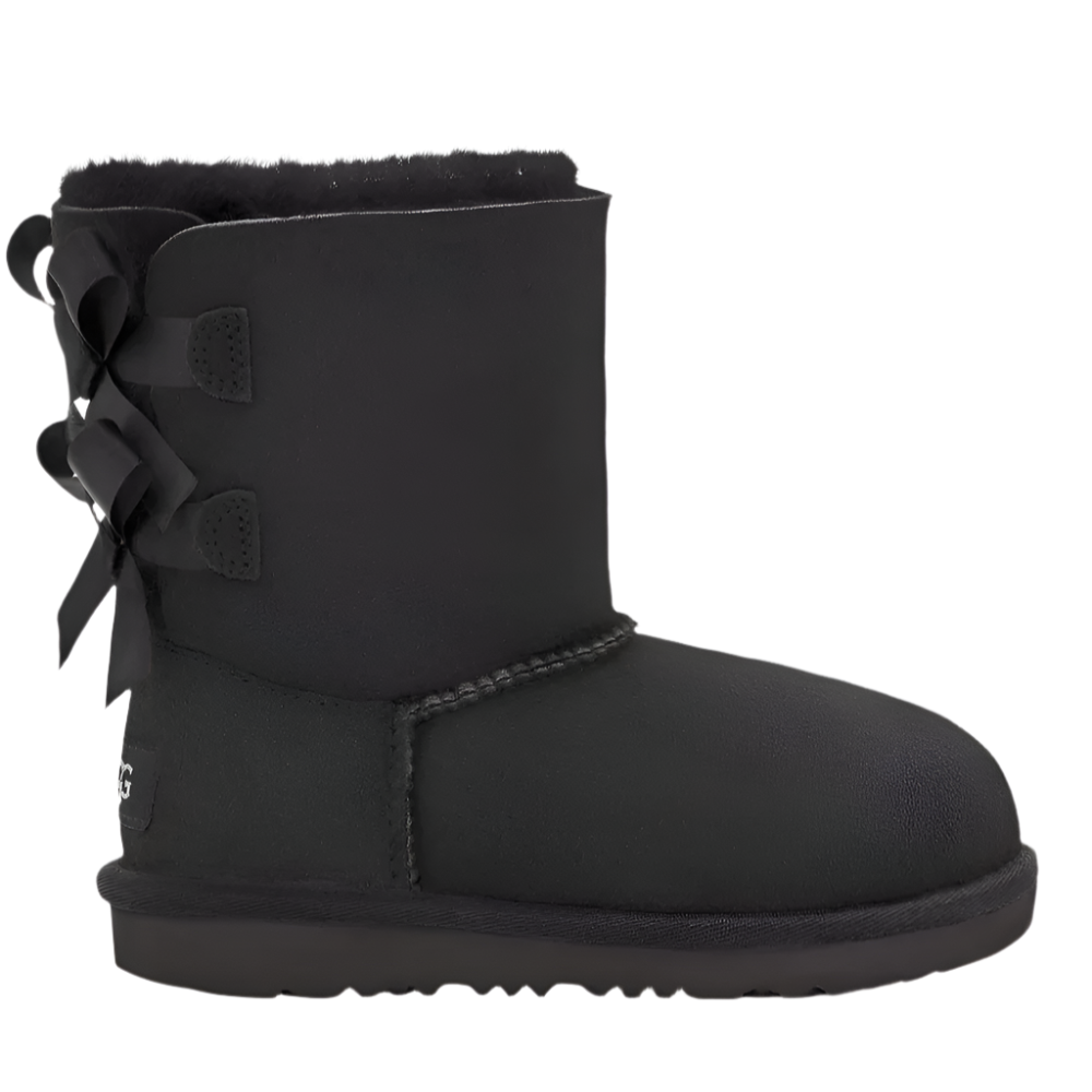 Ugg Little Girls Bailey Bow II Suede Boot Black