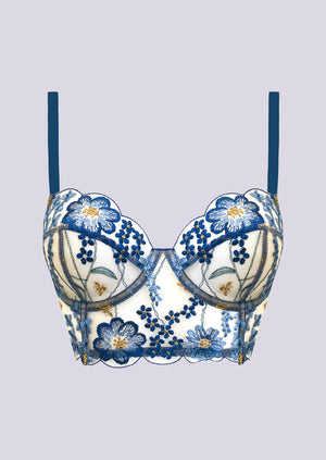 Hydrangea Longline Bra Blue