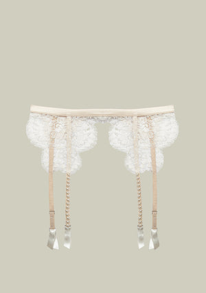 Feathers of a Swan Suspender Belt in Cream