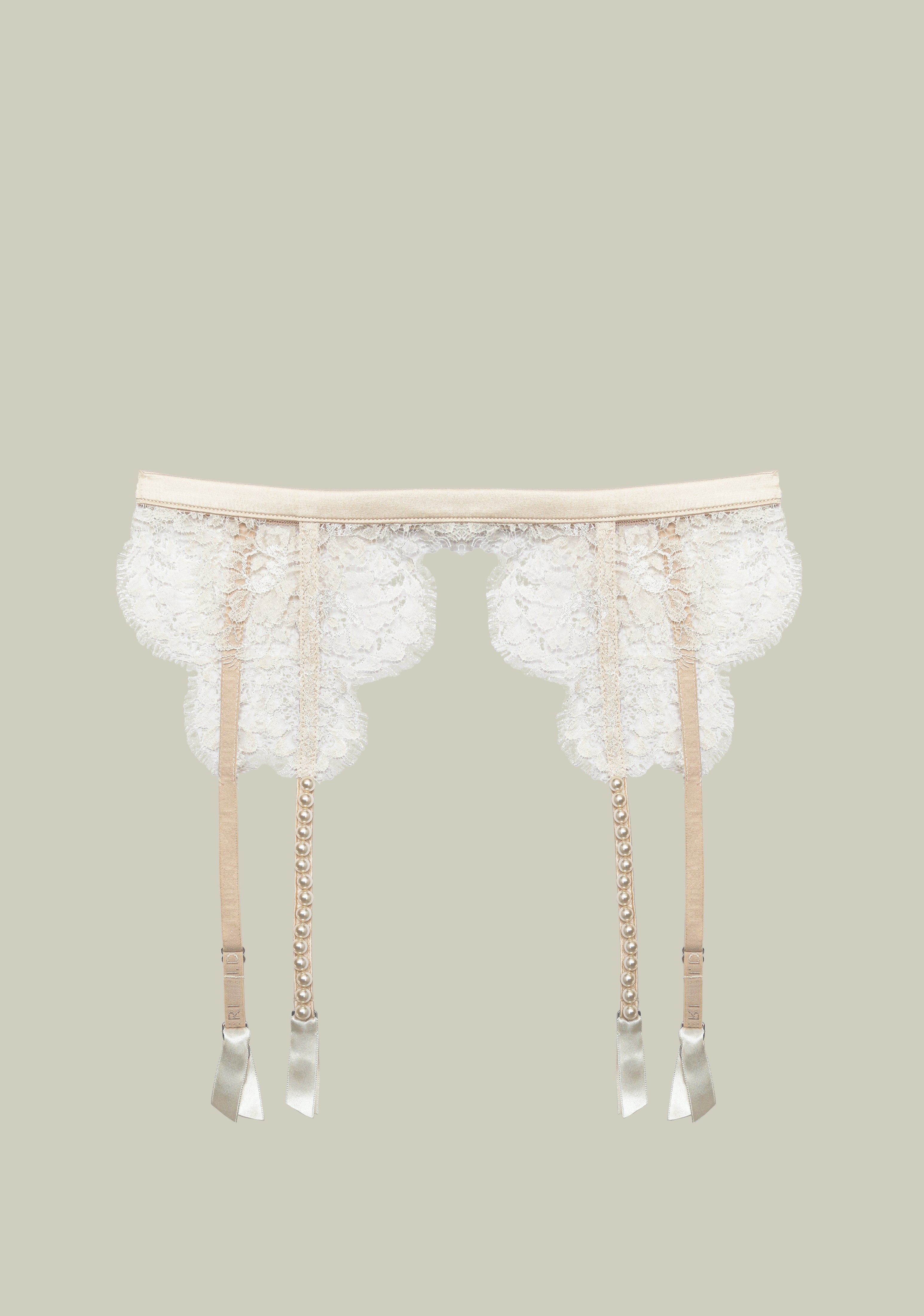 Feathers of a Swan Suspender Belt in Cream