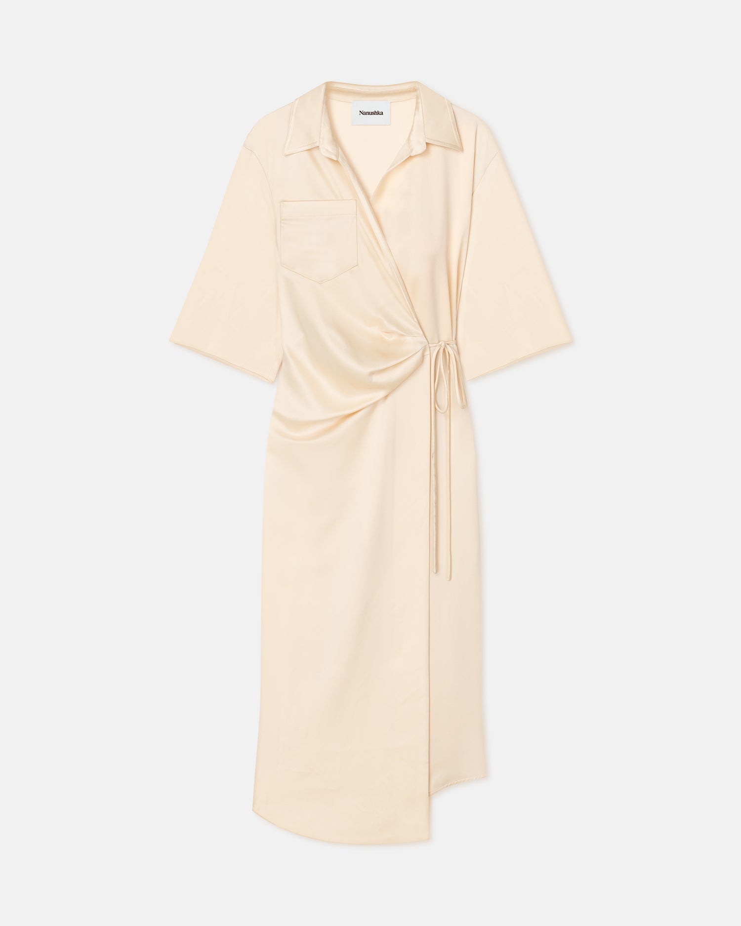 Lais - Draped Front Shirt Dress - Creme