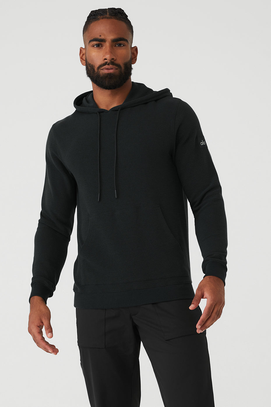 Micro Waffle Fast Break Hoodie - Black