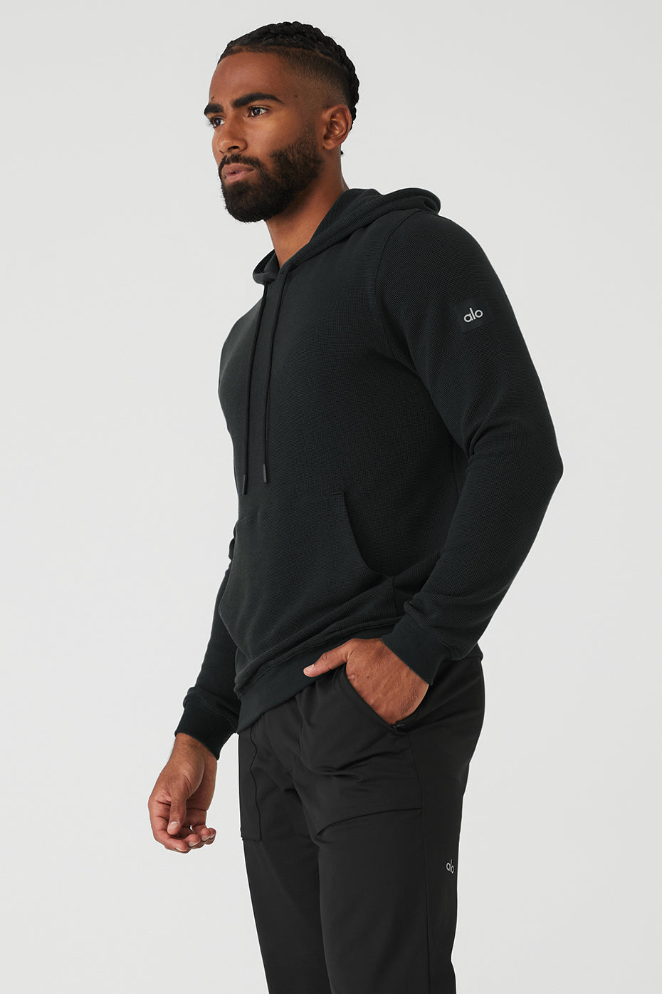 Micro Waffle Fast Break Hoodie - Black