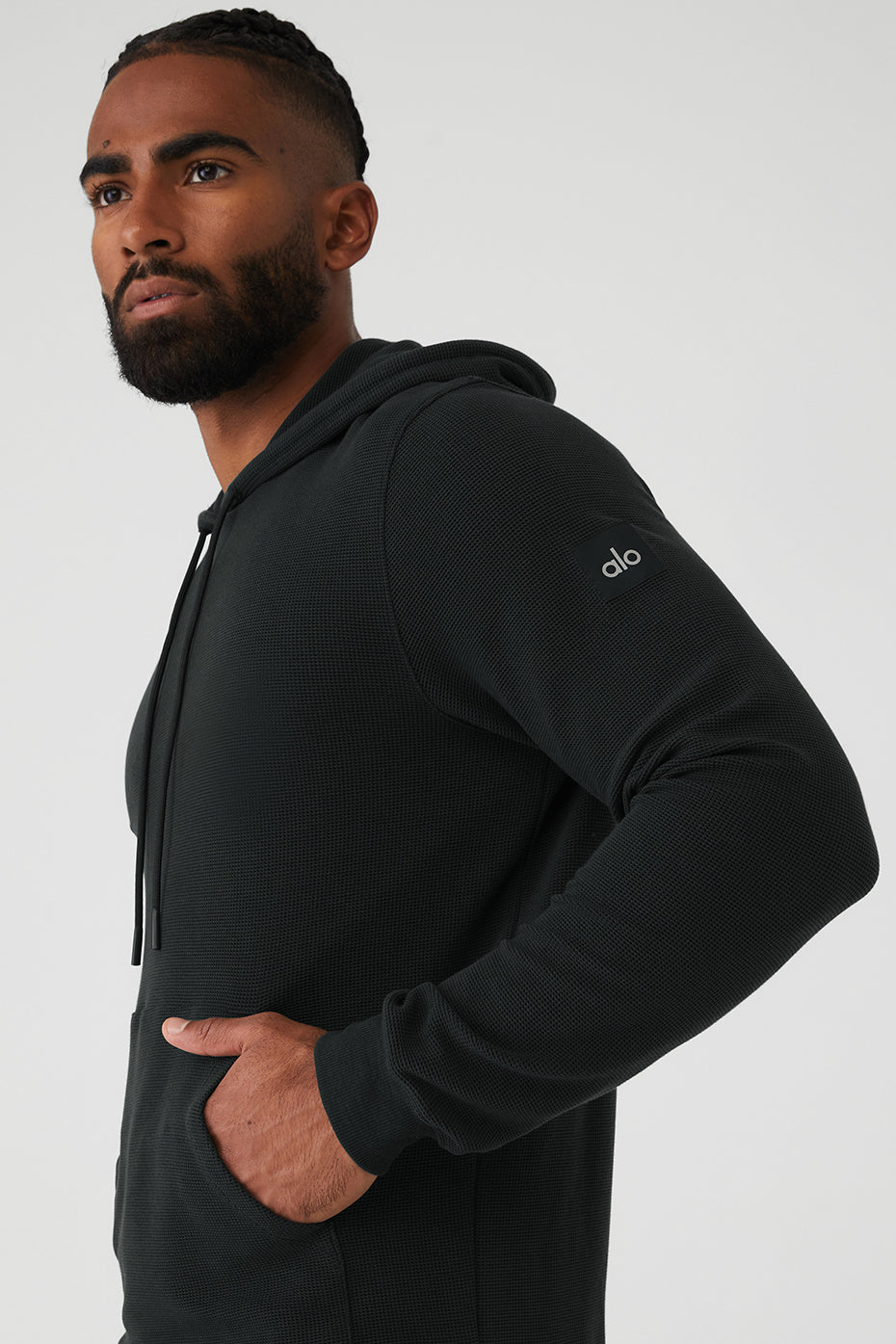 Micro Waffle Fast Break Hoodie - Black