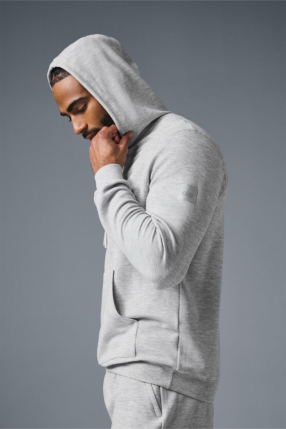 Micro Waffle Fast Break Hoodie - Athletic Heather Grey