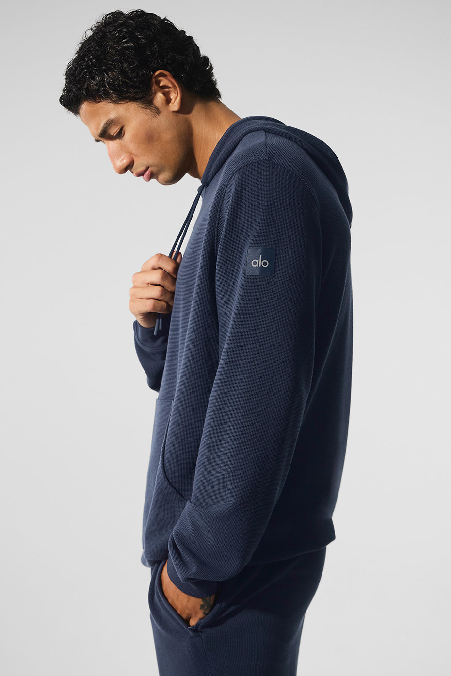 Micro Waffle Fast Break Hoodie - Navy