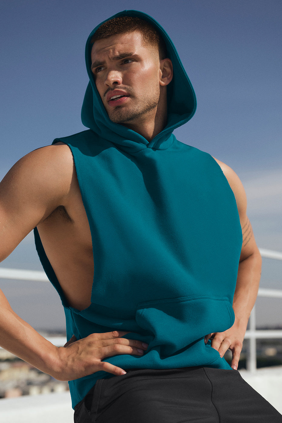 Renown Sleeveless Hoodie - Oceanic Teal