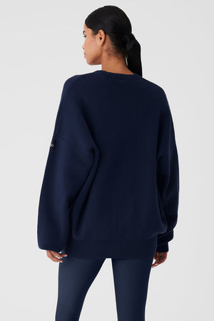 Scholar Crew Neck Sweater - Navy