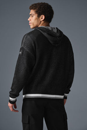 Sports Club Sweater Knit Hoodie - Black