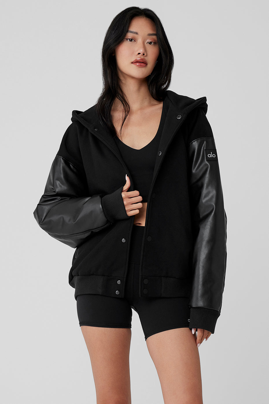 Select Hooded Bomber Jacket - Black