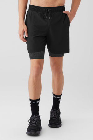 7" Unity 2-In-1 Short - Black/Dark Grey Marl