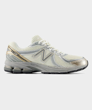 New Balance 860v2 in Sea Salt + Gold Metallic