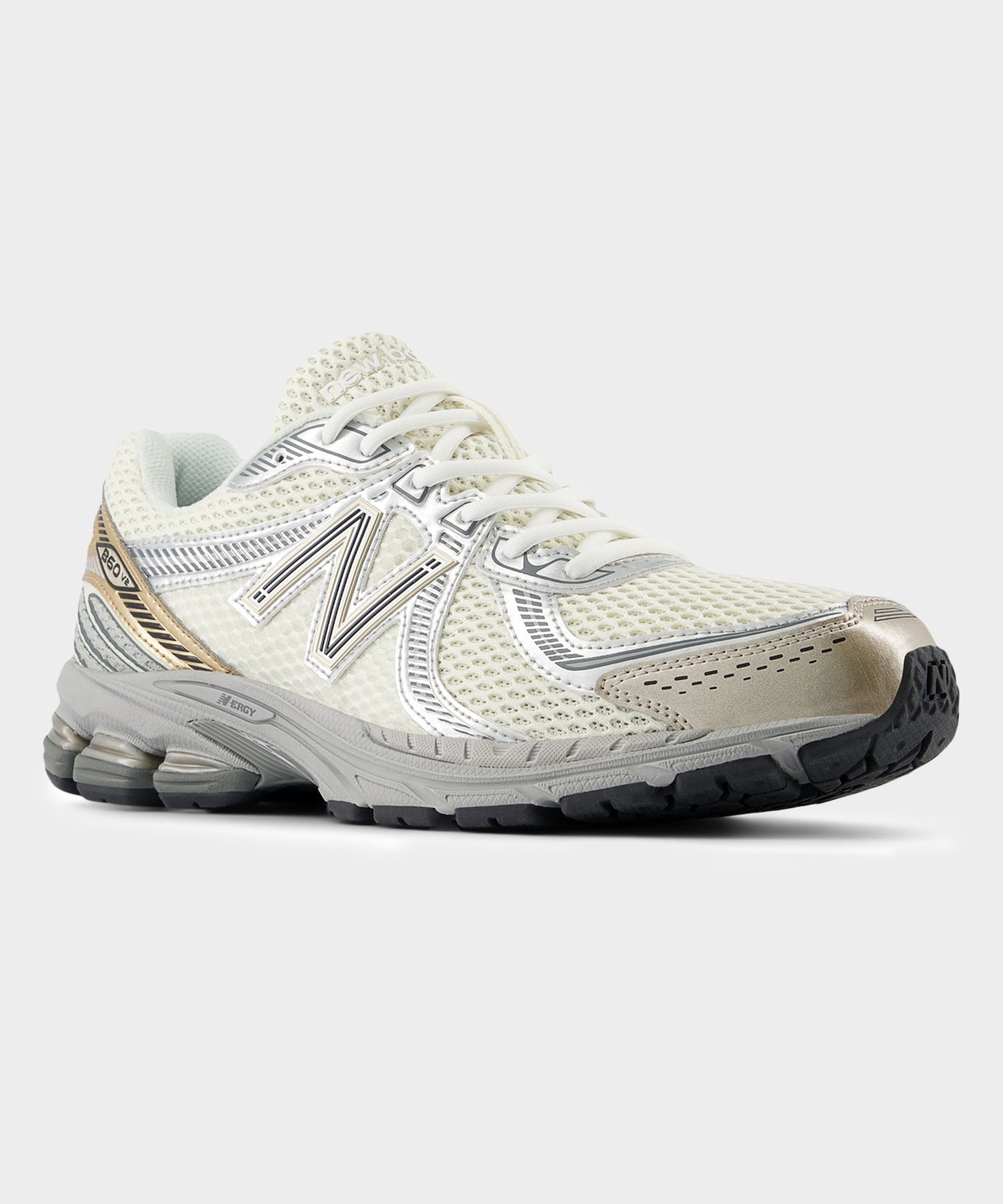 New Balance 860v2 in Sea Salt + Gold Metallic