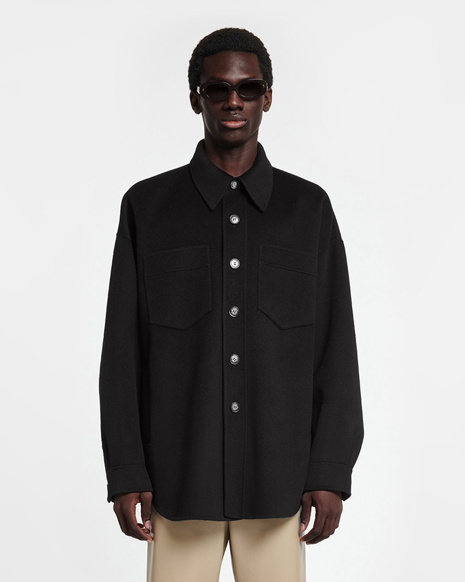 Martin - Double Wool And Silk Blend Overshirt - Black