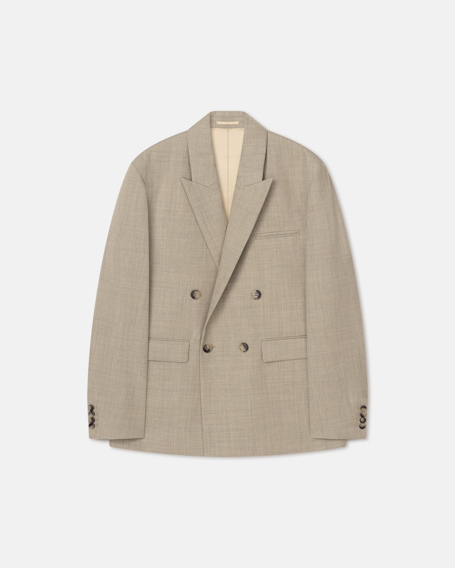 Olivier - Double Breasted Twill Suiting Blazer - Taupe