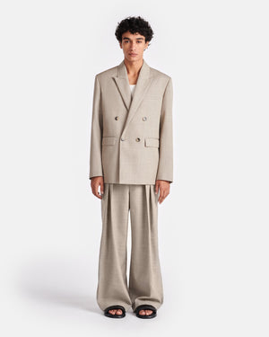 Olivier - Double Breasted Twill Suiting Blazer - Taupe