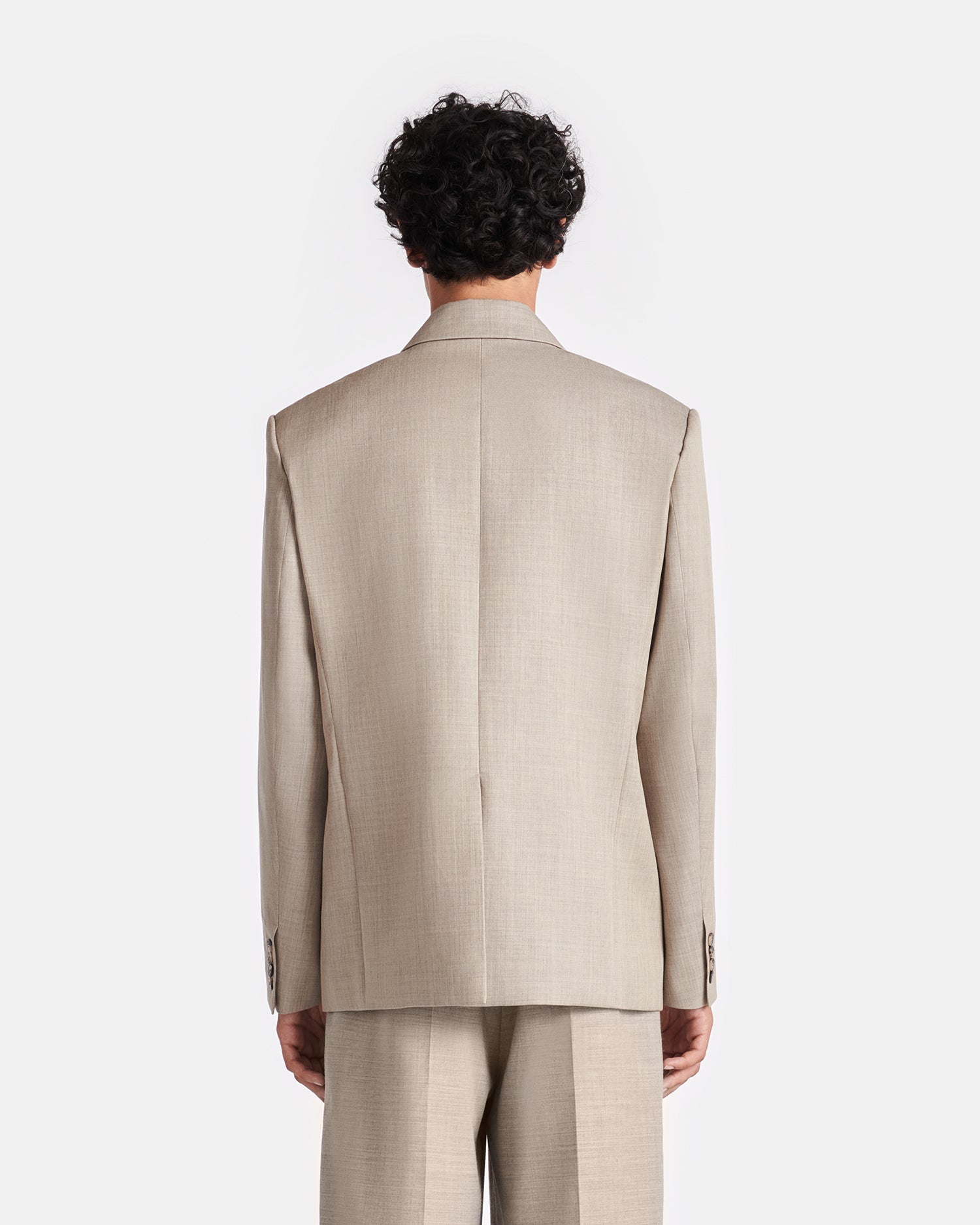 Olivier - Double Breasted Twill Suiting Blazer - Taupe