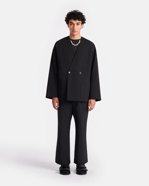 Cedric - Double-Breasted Twill Suiting Blazer - Black