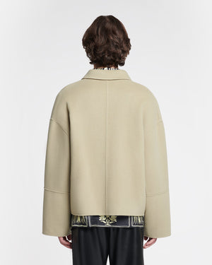 Marcin - Double Wool And Silk Blend Jacket - Pale Olive